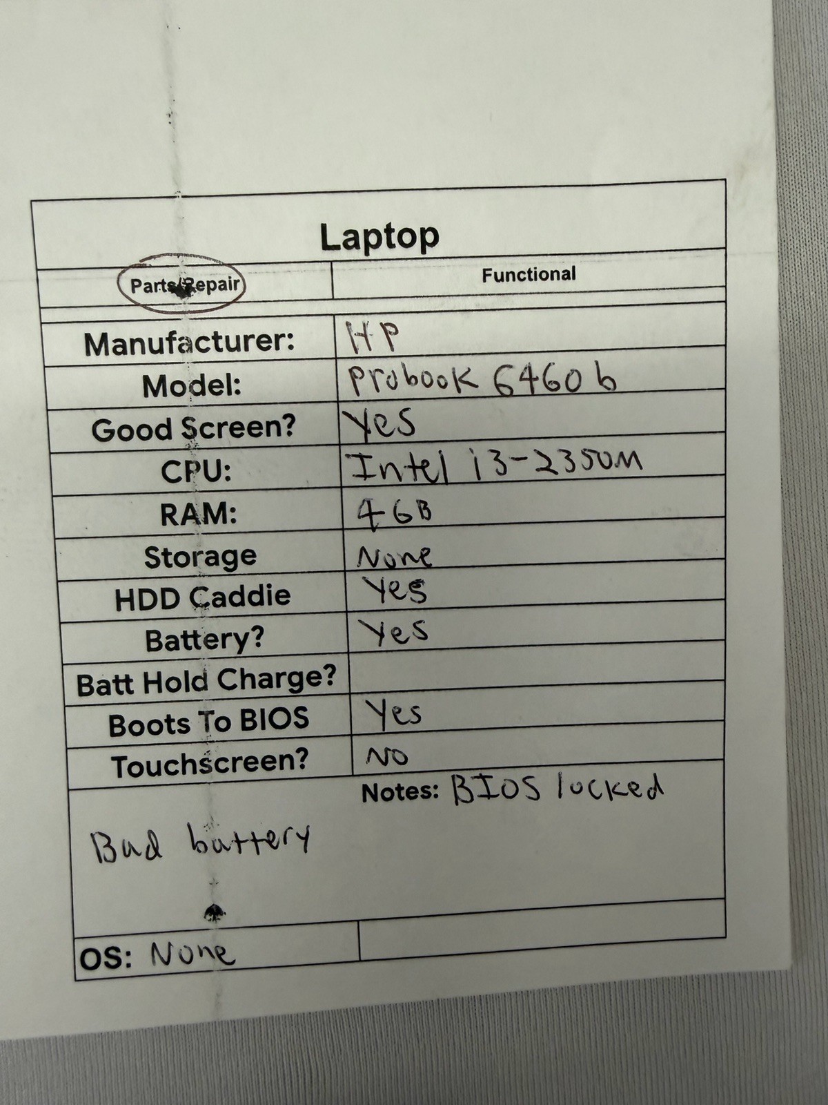 HP Probook 6460b Laptop – Good Screen – Intel i3-2350M – Read Des