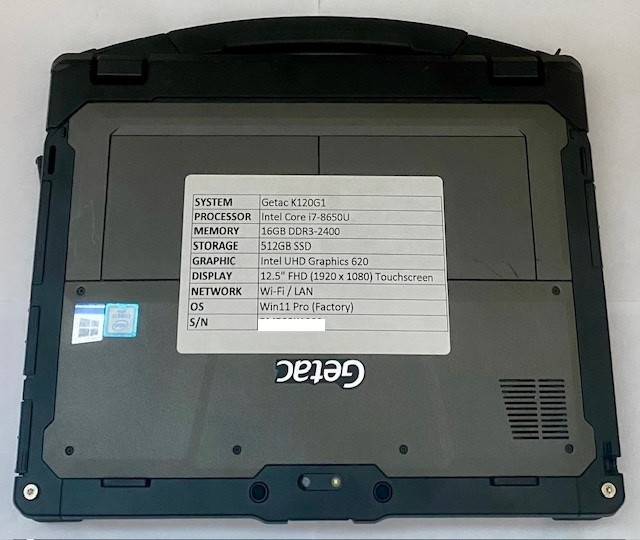 Getac K120G1 Touchscreen Rugged Laptop i7-8650U 16GB 512GB SSD 12.5″ FHD
