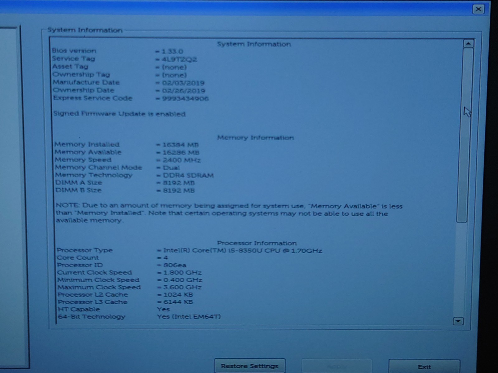 Dell Latitude 5490 14″ FHD i5-8350U 16GB RAM No OS/SSD