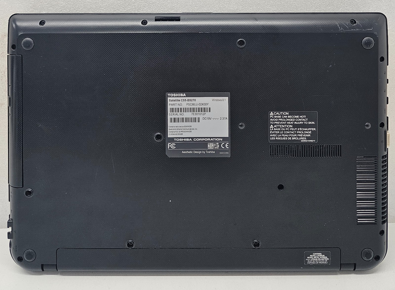 Toshiba Satellite C55-B5270 Laptop Intel Pentium N3530 8GB 500GB HDD NO OS (FL)