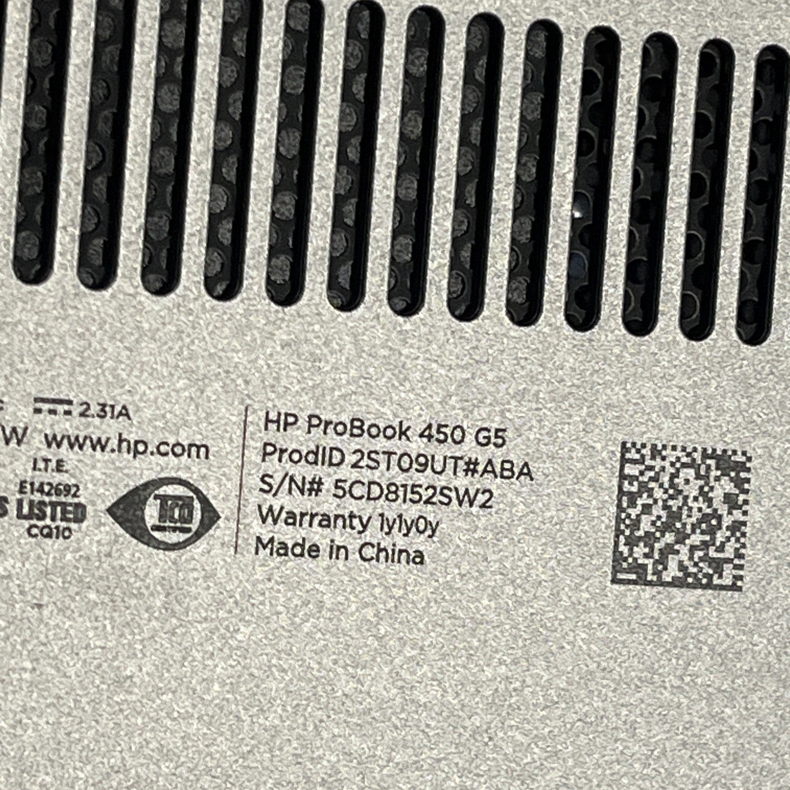 HP PROBOOK 450 G5 INTEL CORE I5-8250U 1.60GHZ 8GB RAM NO HD
