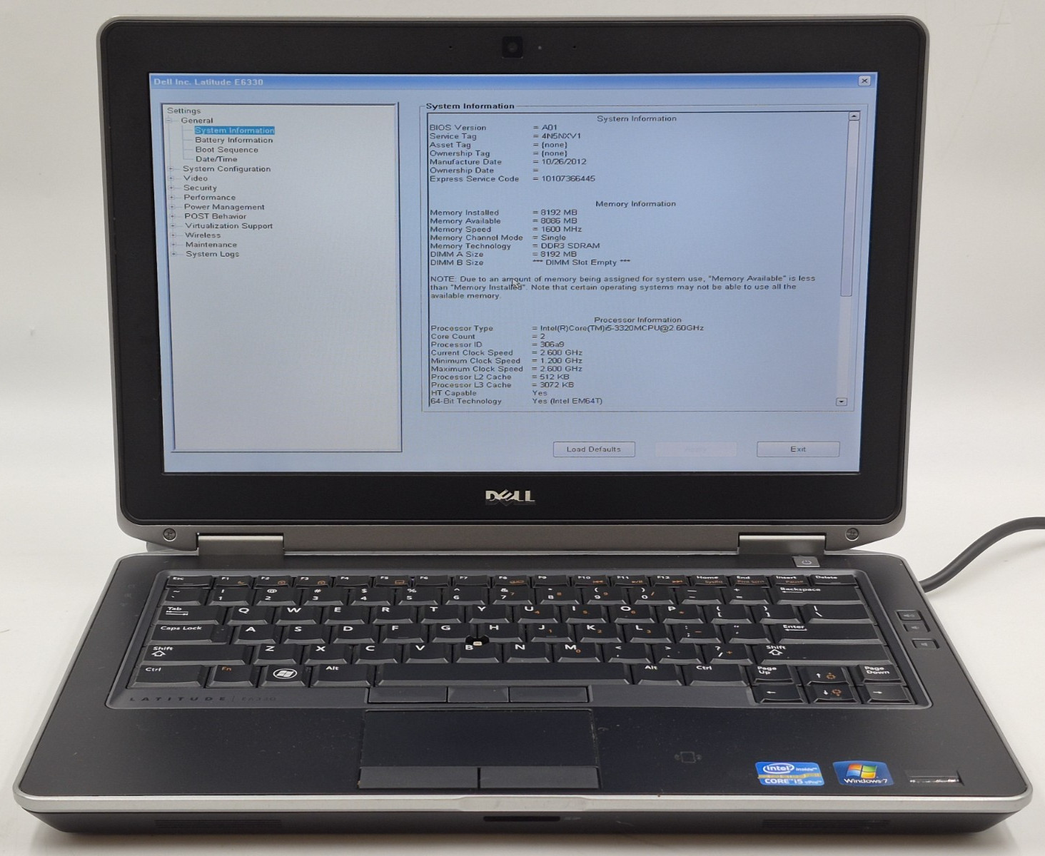 Dell Latitude E6330 Laptop i5-3320M 2.60GHz 8GB RAM 500GB HDD No OS