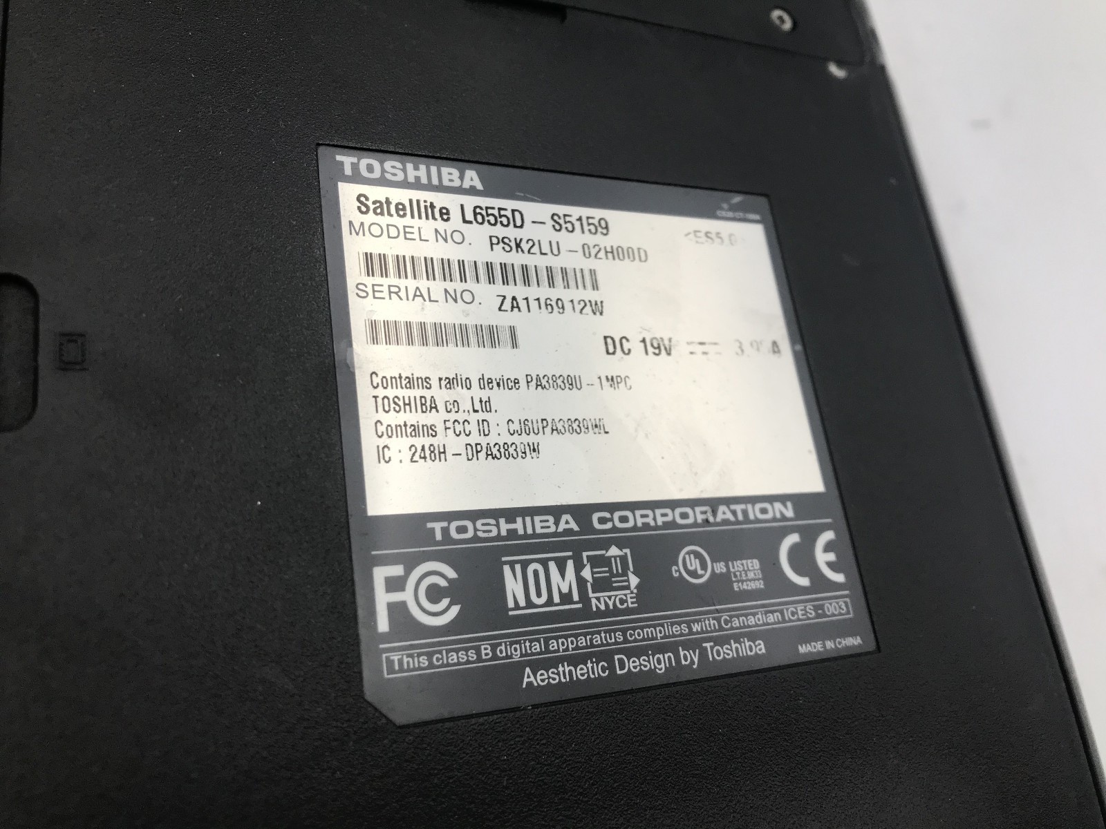 TOSHIBA SATELLITE L655D S5159 – FOR PARTS/REPAIR – AMD PHENOM II – NO RAM – BB