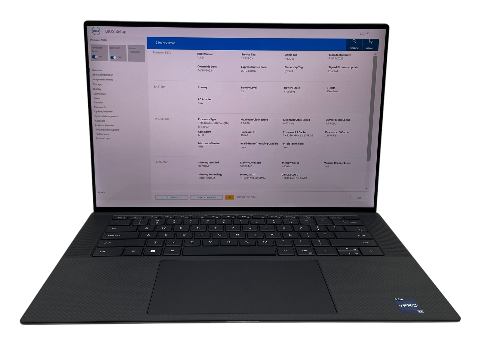DELL PRECISION 5570 15.6″ i7 2.8GHz 32GB RAM 1TB SSD–GRADE D