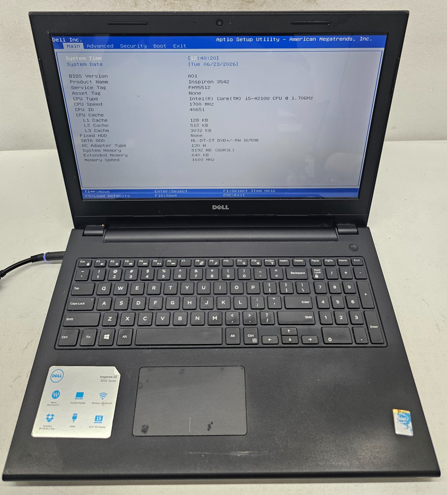 Dell Inspiron 15 3542 15.6″ Laptop Intel Core i5-4210U 8GB RAM No HD/OS (FL)