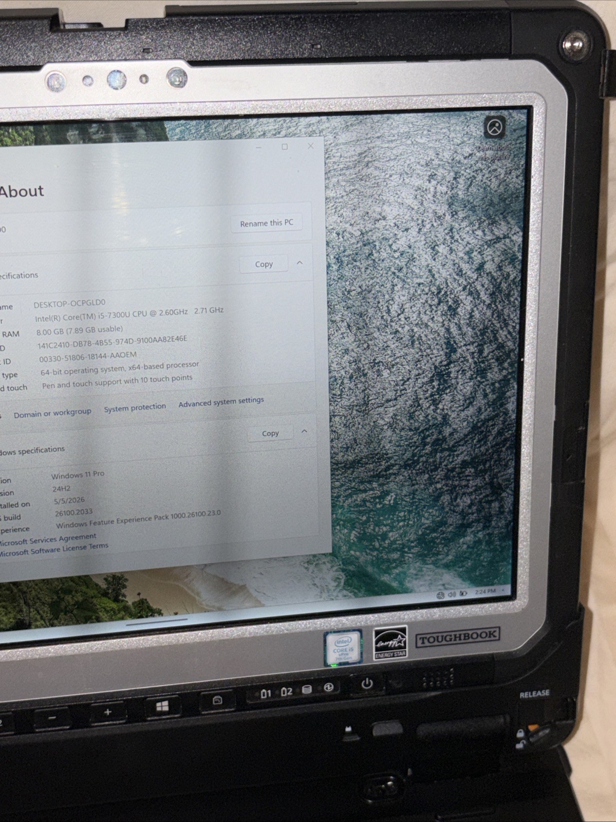 Panasonic Toughbook CF-33 Core i5 7300U 2.6GHz 8GB 256gb NVME SSD W11 Pro