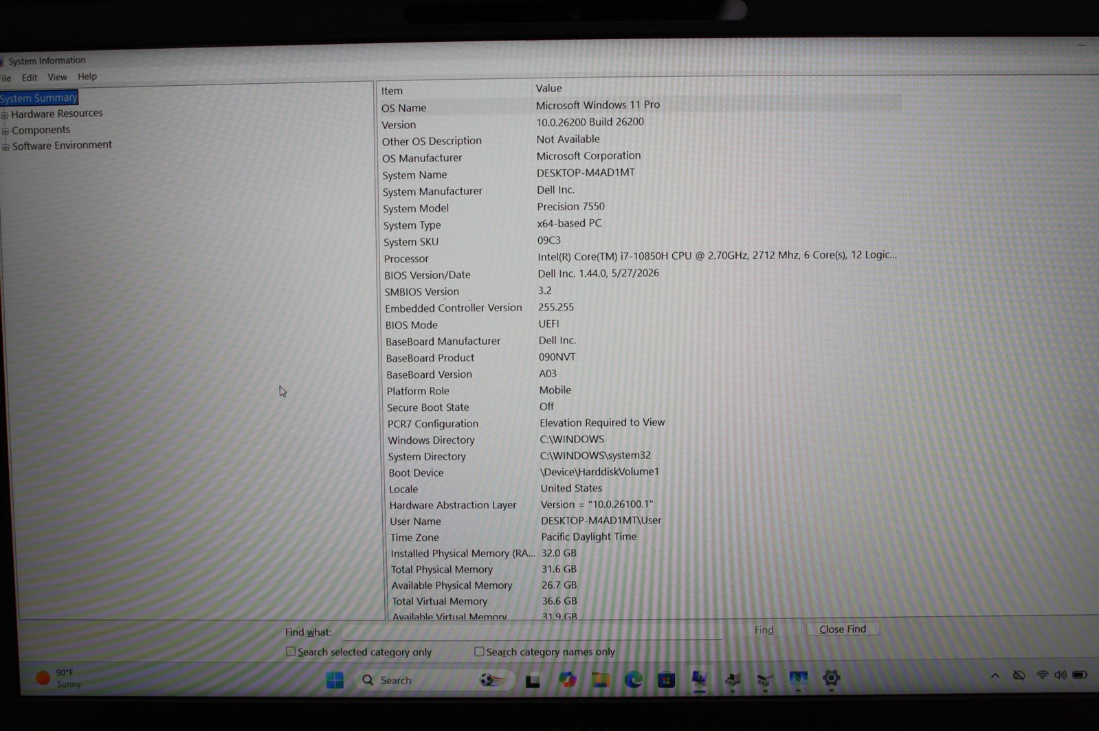 15.6″Dell Precision 7550 i7-10850H 2.70GHz RAM 32GB NVMe 256GB/Keypads missing