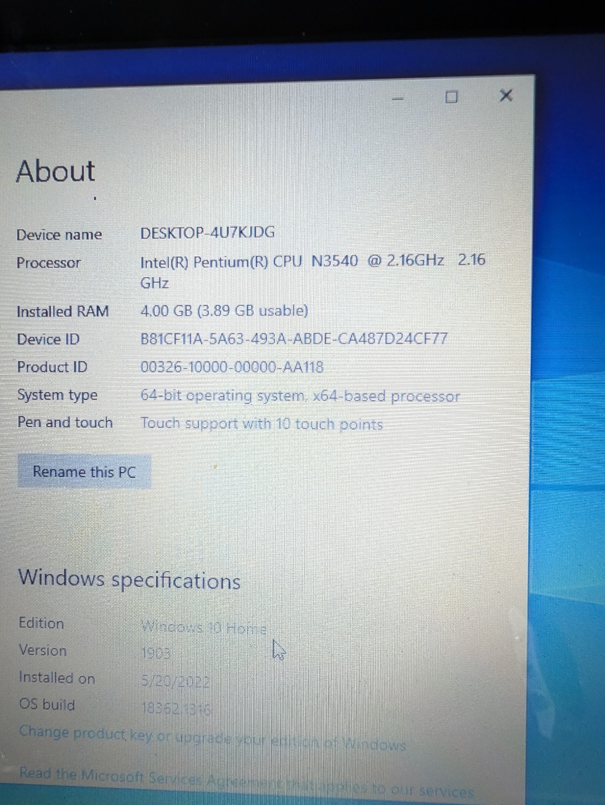 HP Pavilion 11-n010dx X360 2in1 Laptop 14” Intel Pentium Windows 10 4GB 64Bit
