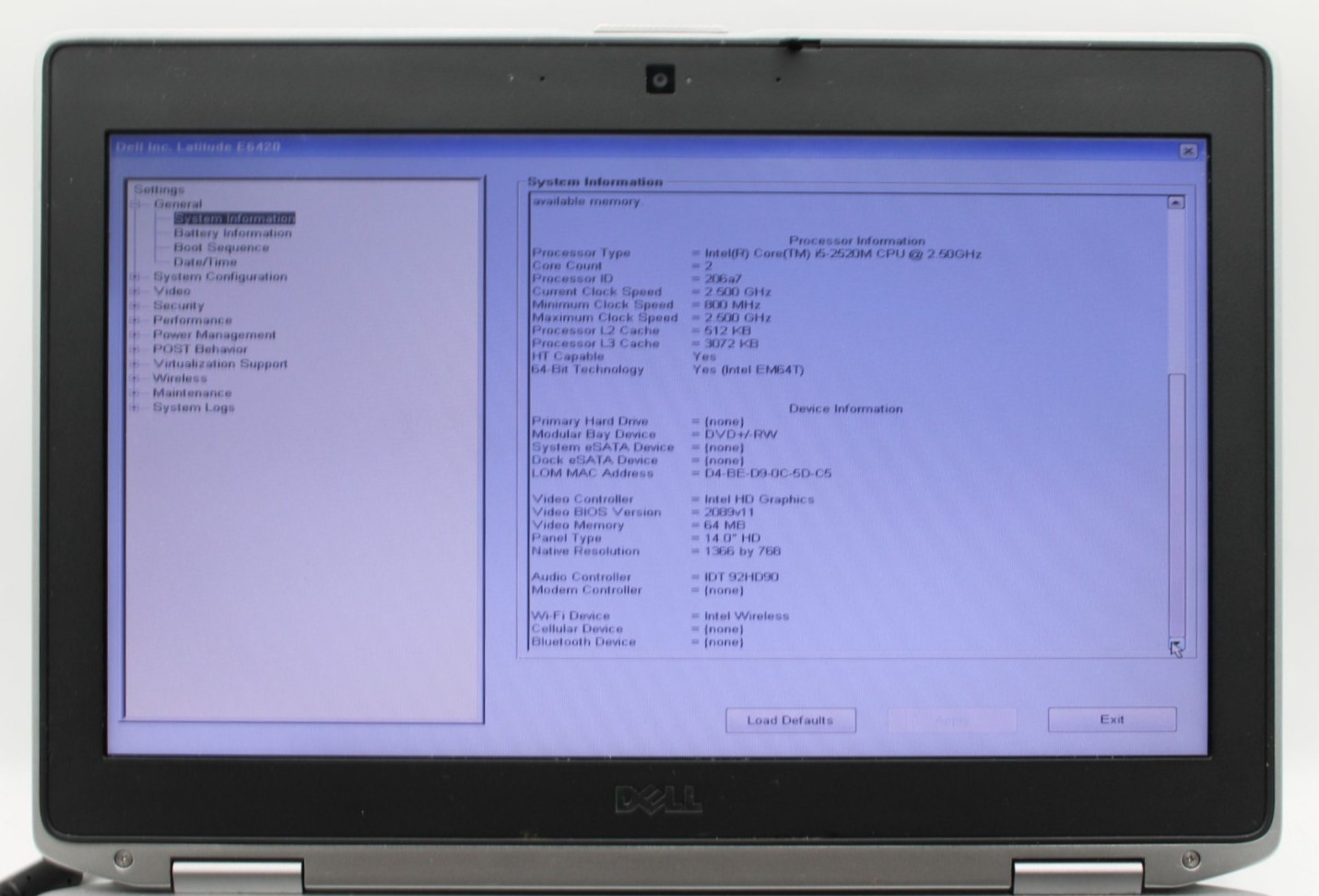 Dell Latitude E642 i5-2520M@2.5GHz 4GB DDR3 NO STORAGE OR OS *USED/TESTED*