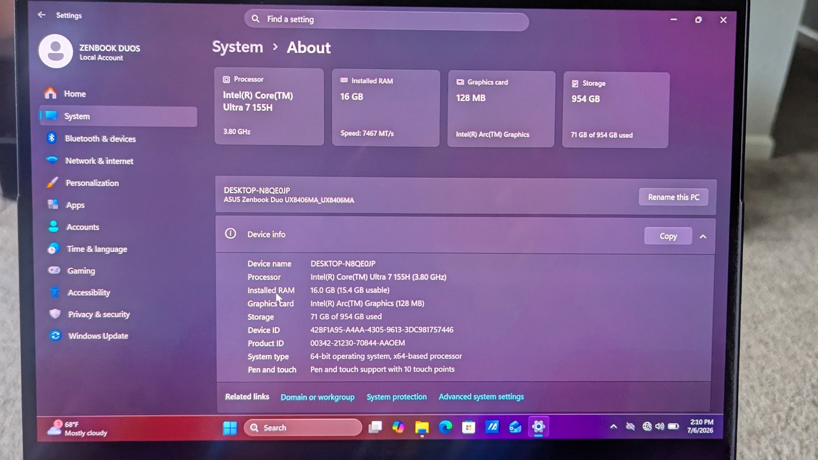 14″ Asus ZenBook Duo Ux8406ma, Ultra 7 155H, 16GB, 1TB SSD, Touch, Dual Screens!