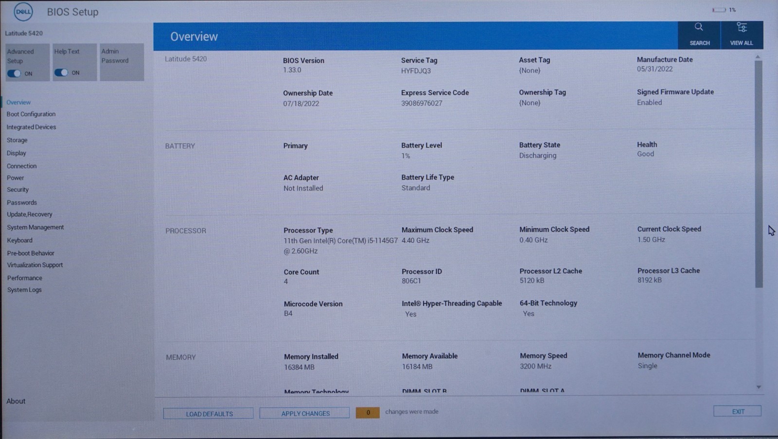 Dell Latitude 5420 Intel Core i5-1145G7 @2.60GHz 16GB RAM 512GB SSD (No OS)