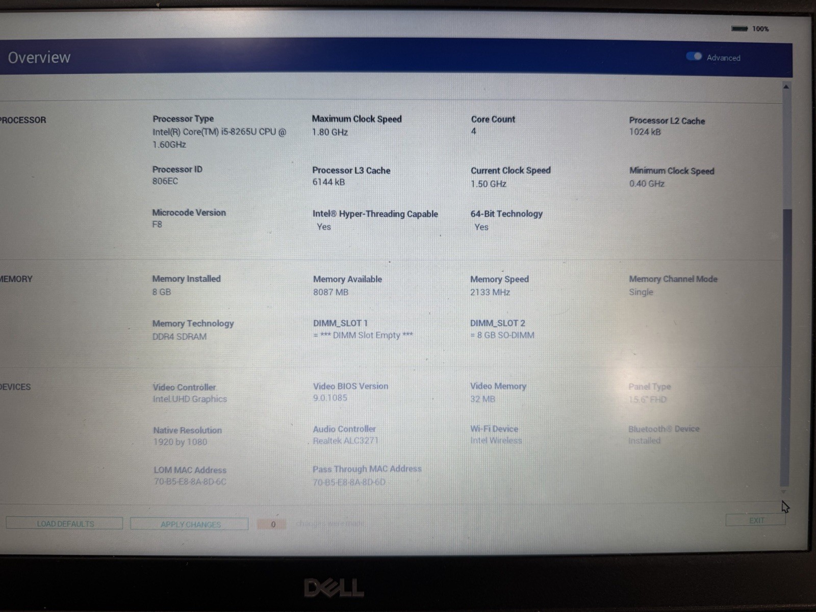 Dell Latitude 3500 15.6” FHD i5-8265U 8GB RAM Win11 Pro License | No SSD/Charger