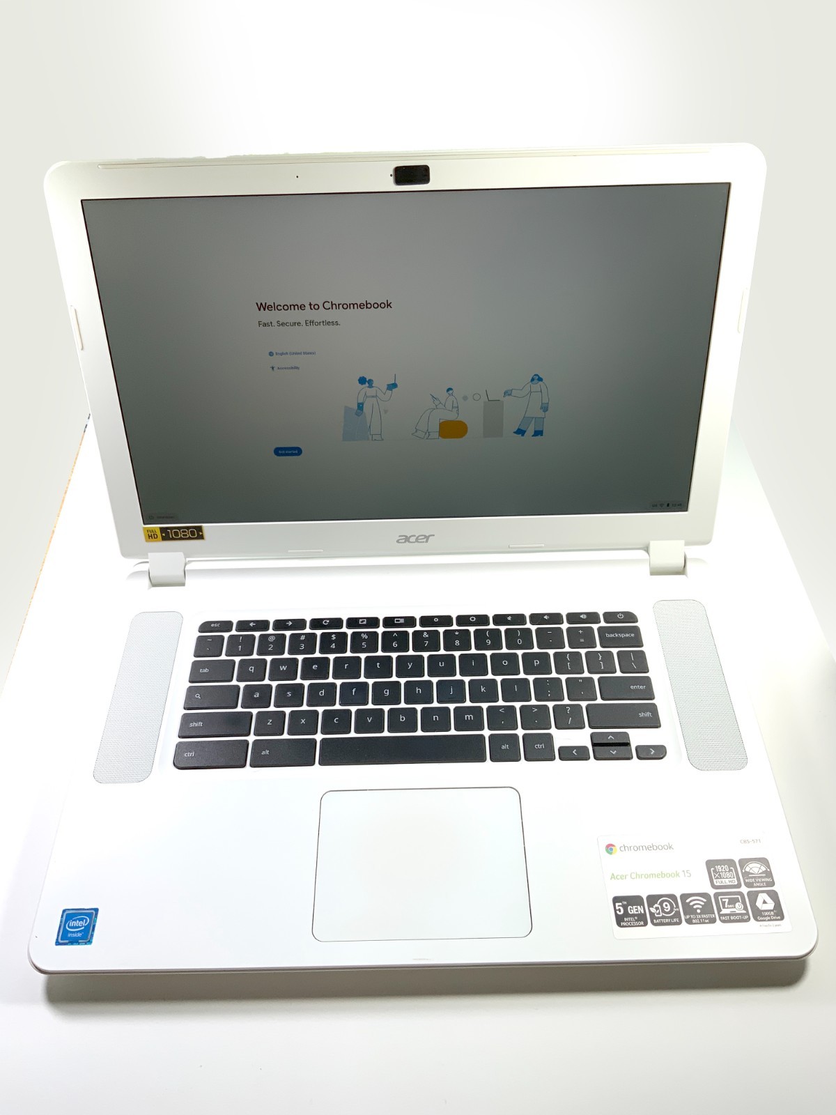 Acer Chromebook White 15 CB5-571-C1DZ 15.6 1080p IPS 4GB RAM 16GB SSD Charger