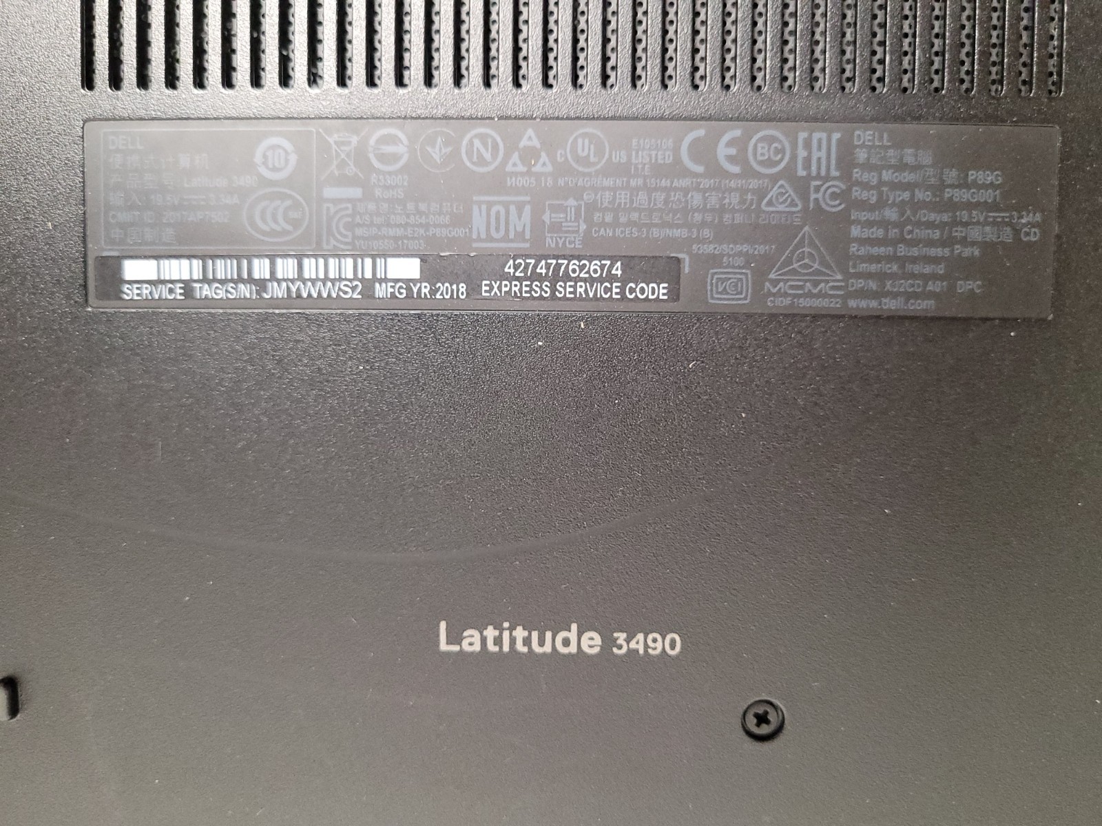 Dell latitude 3490 14″ i3-7020u 2.3ghz 8gb ram 128gb ssd w11p Used JMYWWS2