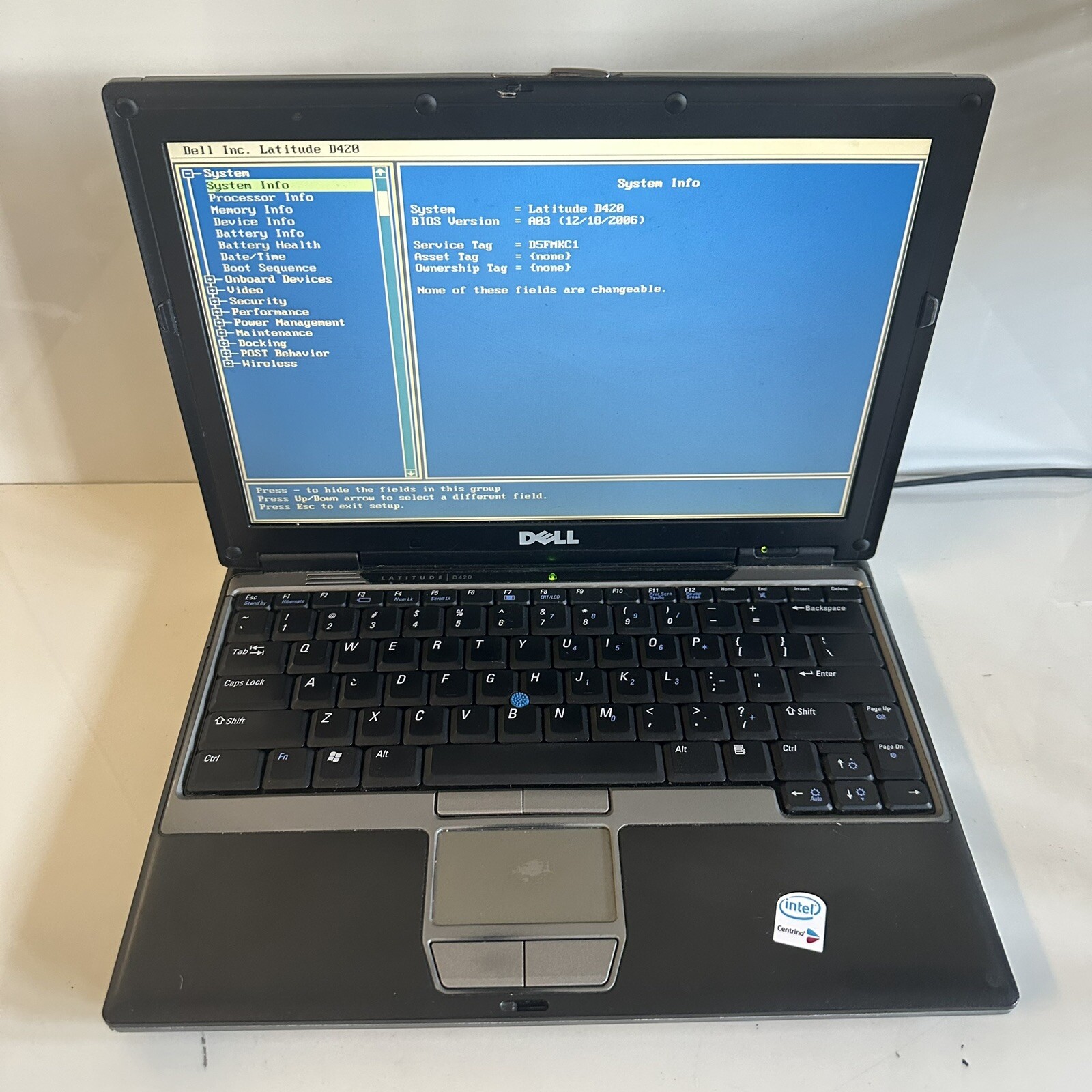 Dell Latitude D420 12.1” Laptop Intel Core 1.06GHz 512MB RAM No HDD