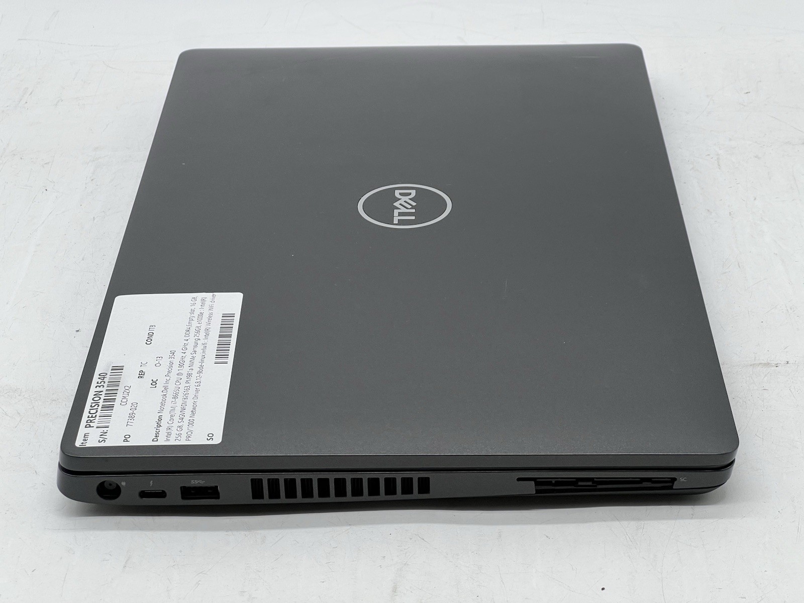 Dell Precision 3540, i7-8665U CPU, @ 1.90GHz, 16GB RAM, 256GB NVMe-No OS/AC