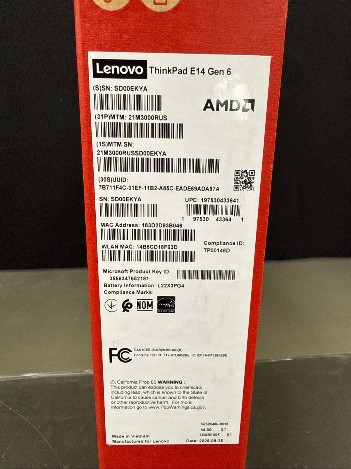 Lenovo ThinkPad E14 14″ Laptop Ryzen 5 7535U 8GB 256GB SSD W11P 21M3000RUS