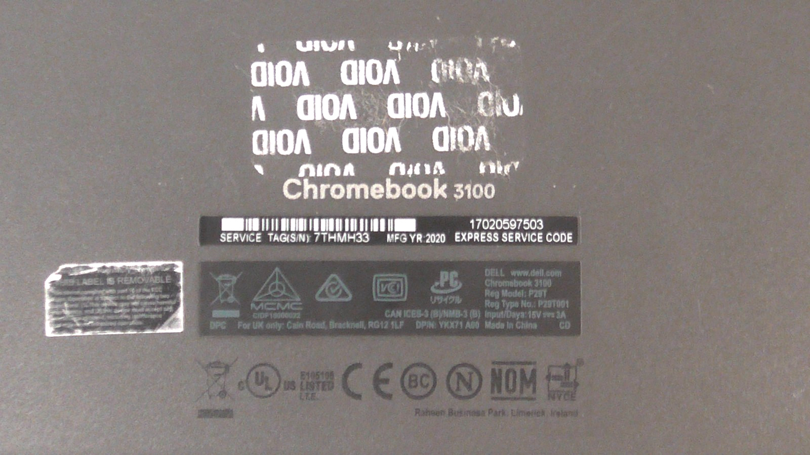 DELL CHROMEBOOK 3100 AND POWER SUPPLY –Good condition.