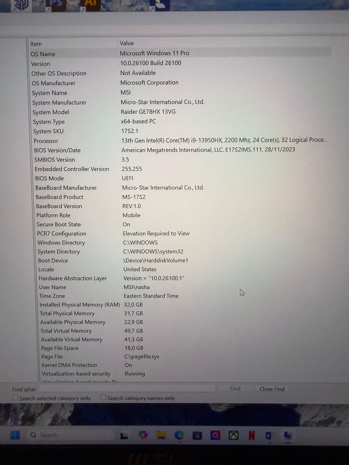 Raider GE78HX 13VG 13th Gen Intel Core i9-13950HX (2.20 GHz) 32GB RAM SSD 2TB
