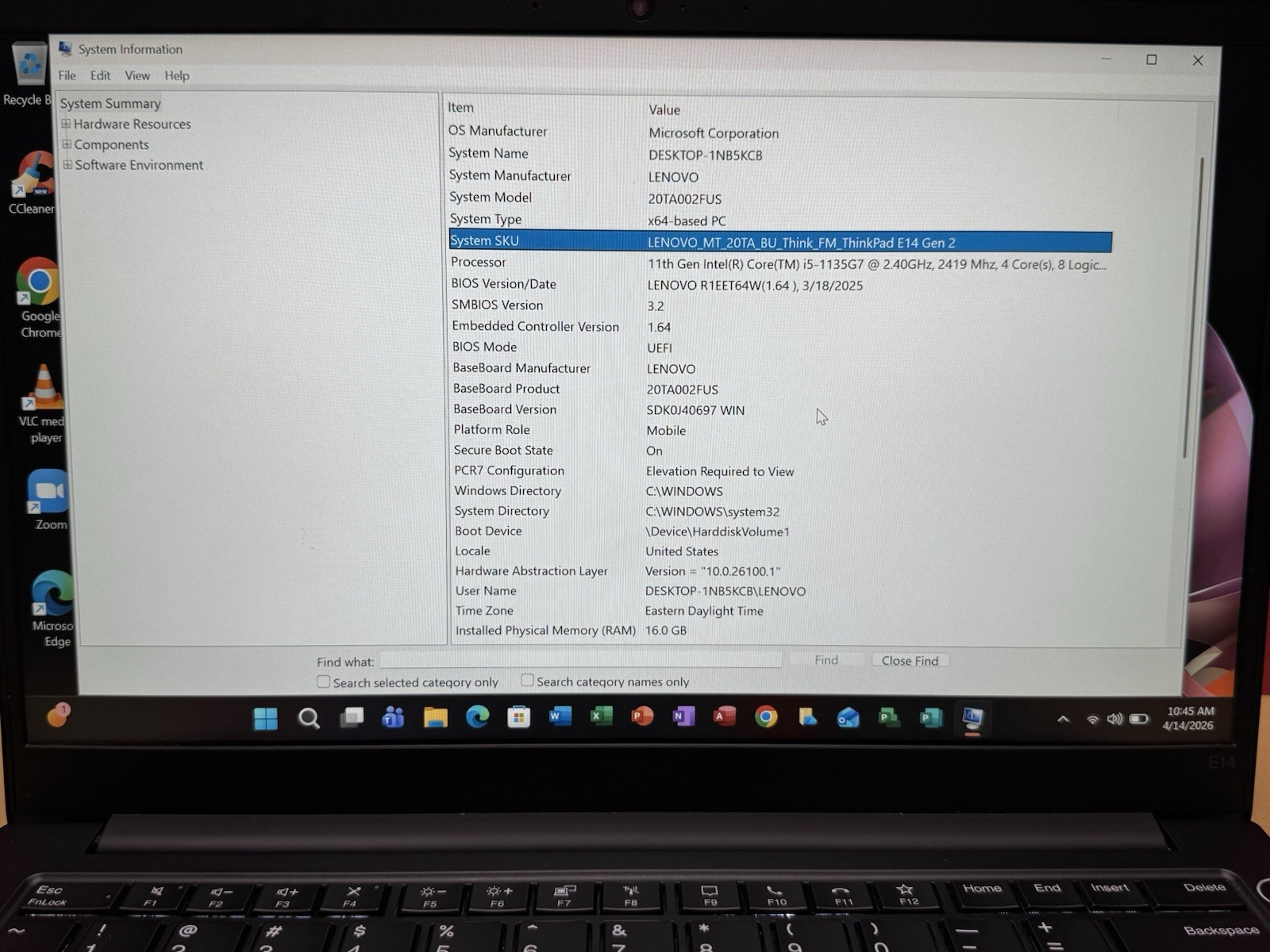 LENOVO THINKPAD E14 Gen 2 11th Gen i5 1135G7 2.4GHz 16GB RAM 256GB SSD