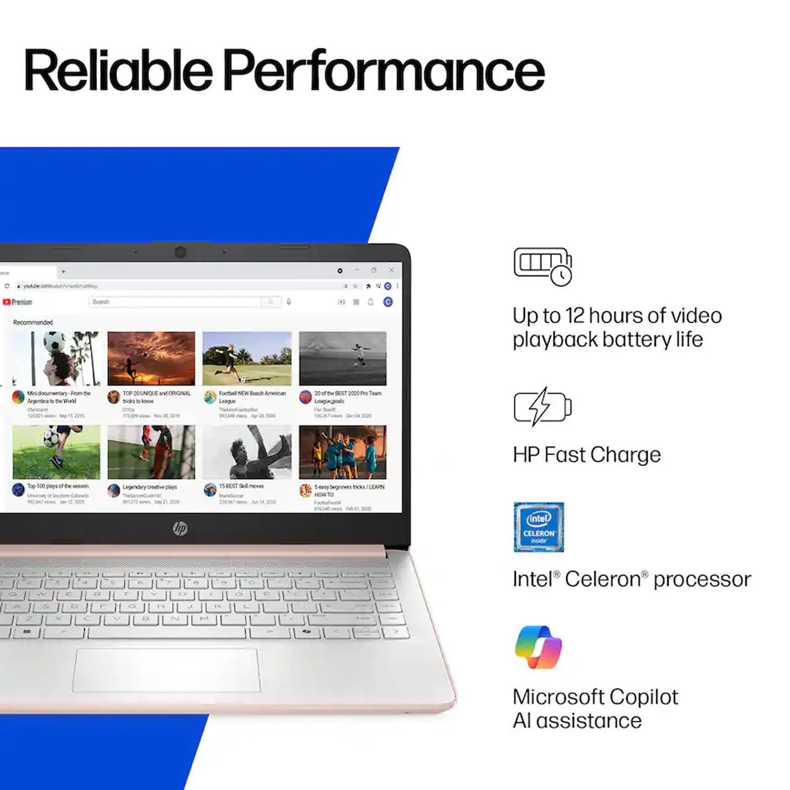 HP – 14″ Laptop – Intel Celeron N4500 2021 – 4GB Memory – 64GB eMMC – Rose Gold