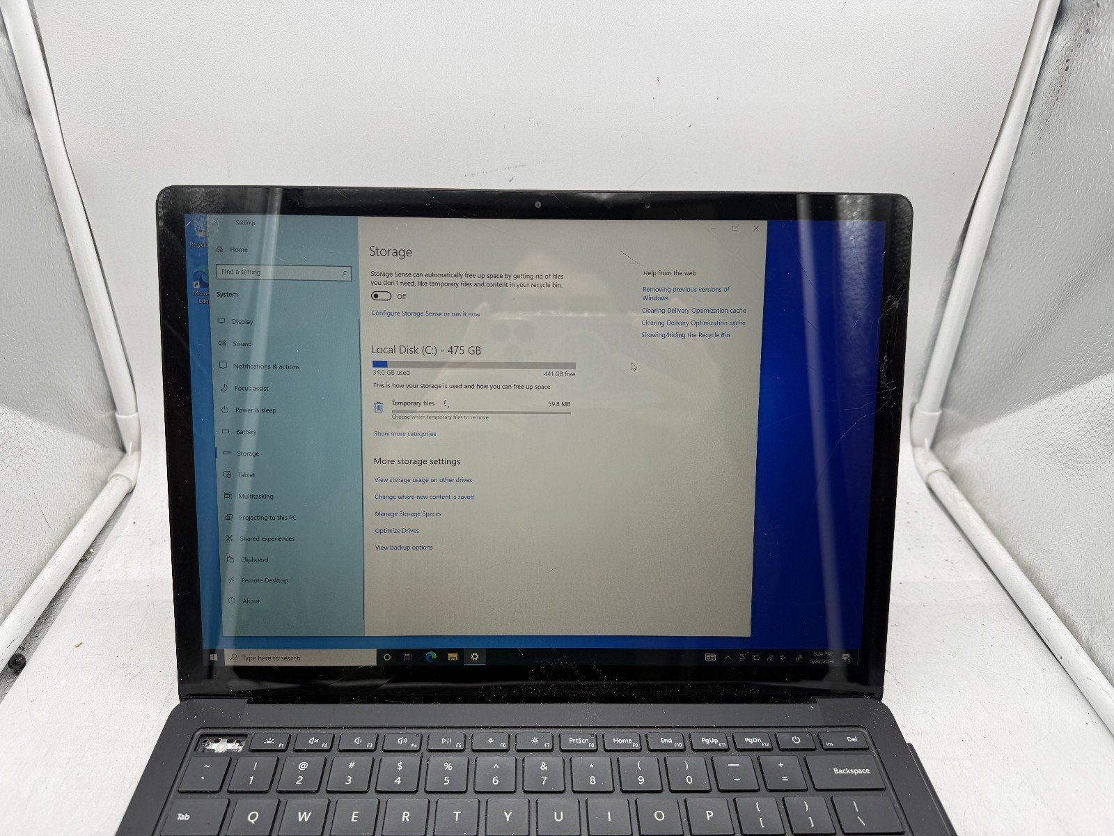 Microsoft Surface Laptop 3 15.6” i7-1065G7 512GB 16GB Win 10 CRACKED SCREEN