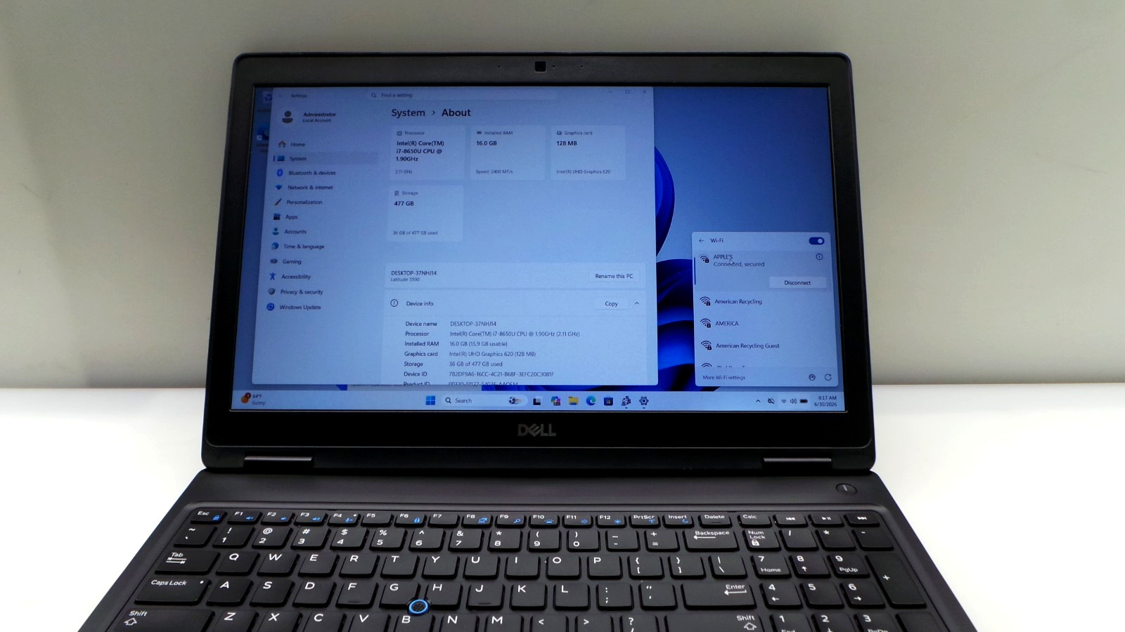 Dell Latitude 5590 15.6″ | i7-8650U 1.90GHz | 16GB RAM 512GB NVMe | WIN 11 PRO