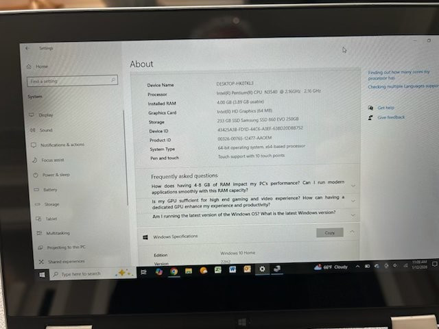Dell Inspiron 11 3157 Intel Pentium N3530 2.16GHz, 4GB RAM, 250GB SSD, WIN 10