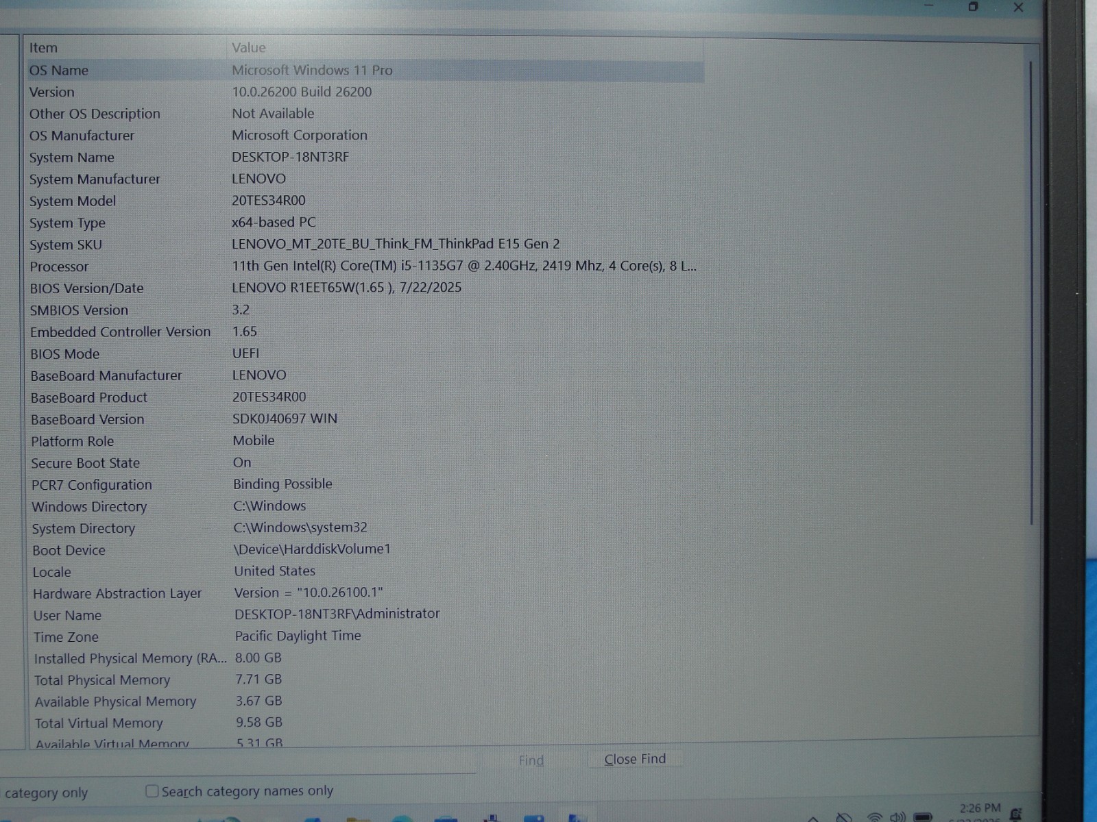 Lenovo ThinkPad E15 Gen 2 15.6″ FHD Intel i5-1135G7 2.4GHz 8GB 512GB Win11Pro+PA