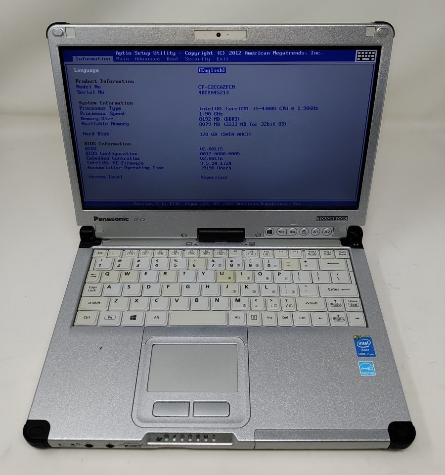PANASONIC CF-C2 CF-C2CCAZFCM Toughbook PC Intel I5-4300U 8GB 120GB SEE NOTES