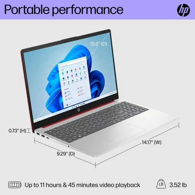 HP 15.6inch Laptop Intel Pentium N200 3.70GHz 128GB SSD Drive 4GB Ram HDMI Win11