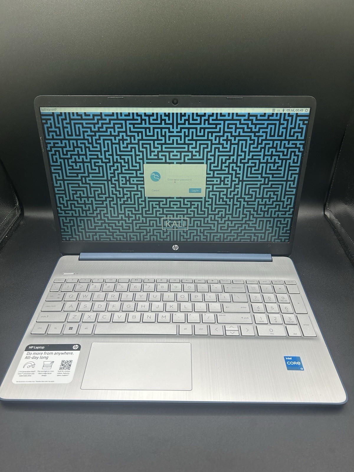 HP 15.6” Laptop Intel Core i3-1115G4 8GB RAM 256GB SSD Kali Linux Installed