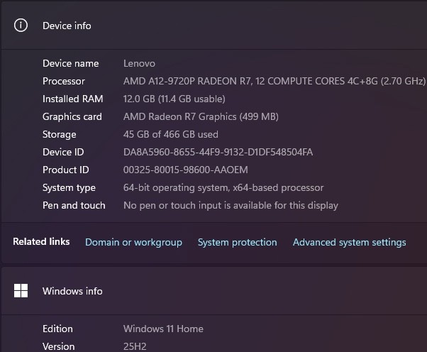 Lenovo Ideapad 80XS 320-15ABR AMD A12-9720P 2.7GHz/R7 GPU 12GB RAM 500GB SSD 15″