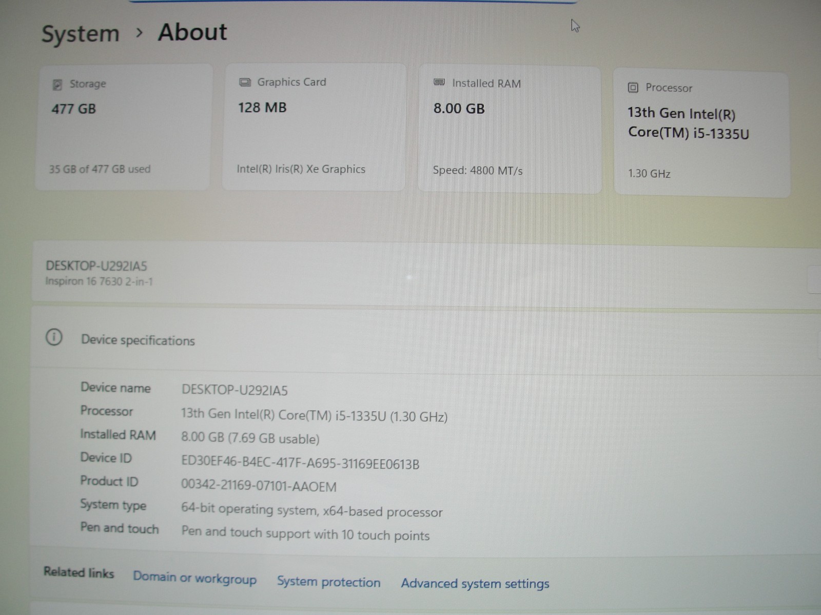 Dell Inspiron 7630 2-in-1 16″FHD+ Touch i5-1335U 1.3GHz 8GB RAM 512GB SSD +P/A