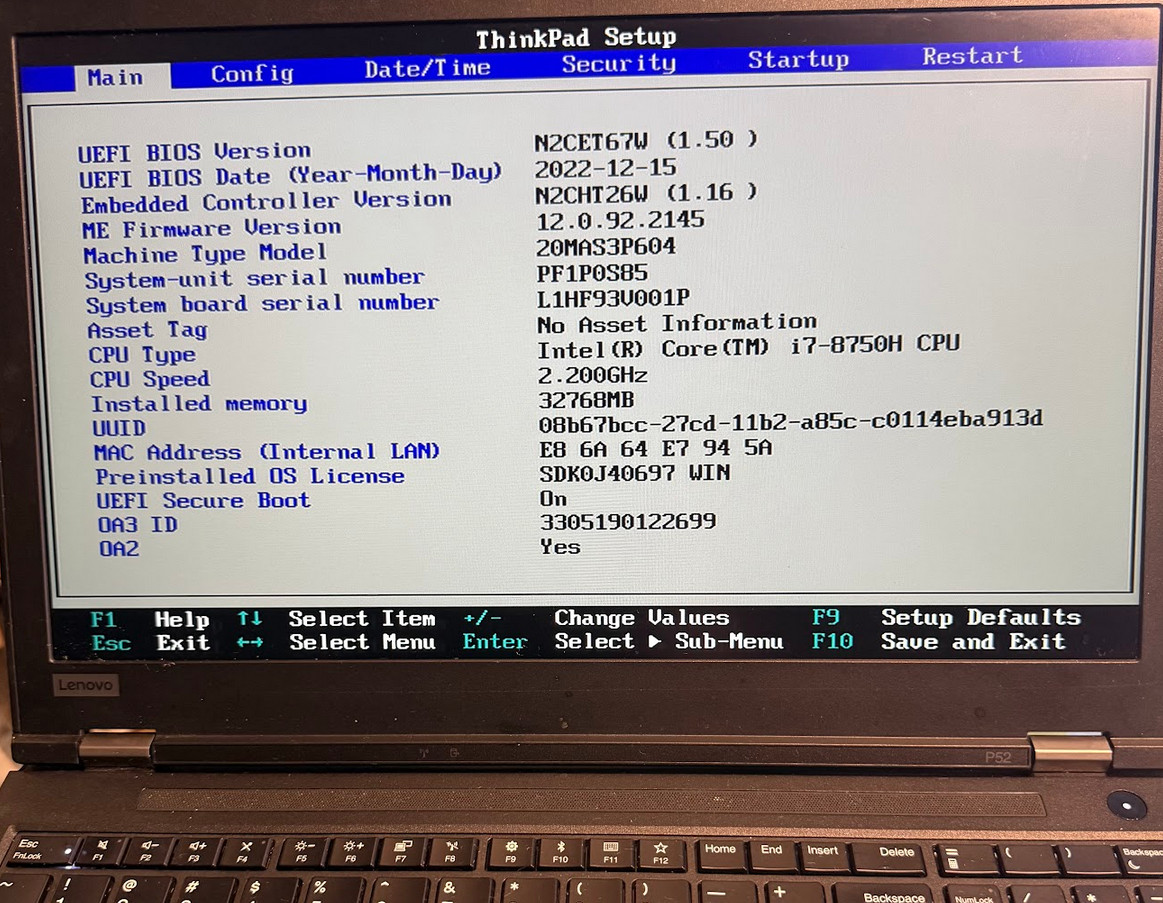 Lenovo ThinkPad P52 15.6 i7-8750H 32GB RAM Mobile Workstation Laptop (P3)