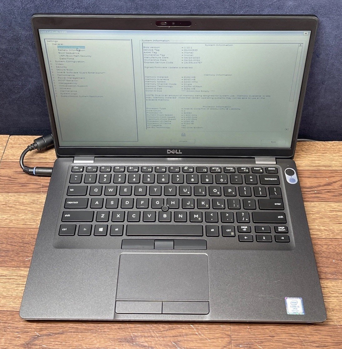Dell Latitude 5400 14 in Core i5-8365U 1.60 GHz 8GB RAM 256GB SSD
