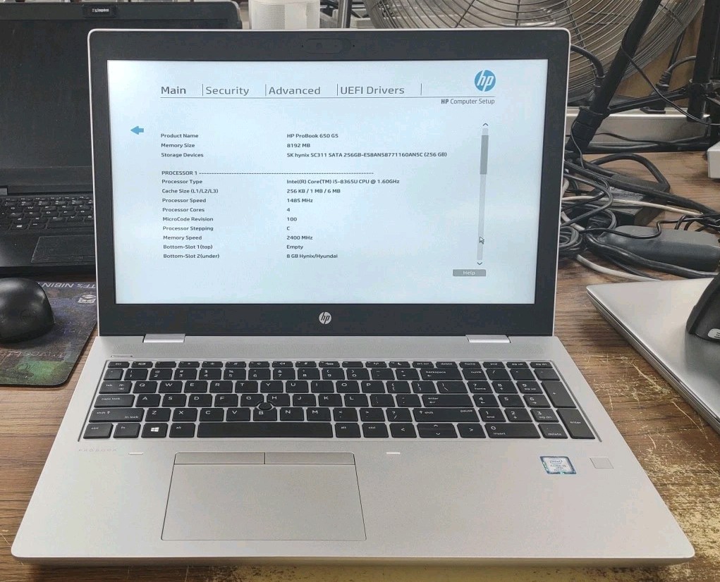 HP ProBook 650 G5 15.6″ W/ Intel i5-8365U @ 1.6GHz, 8GB, 256GB.