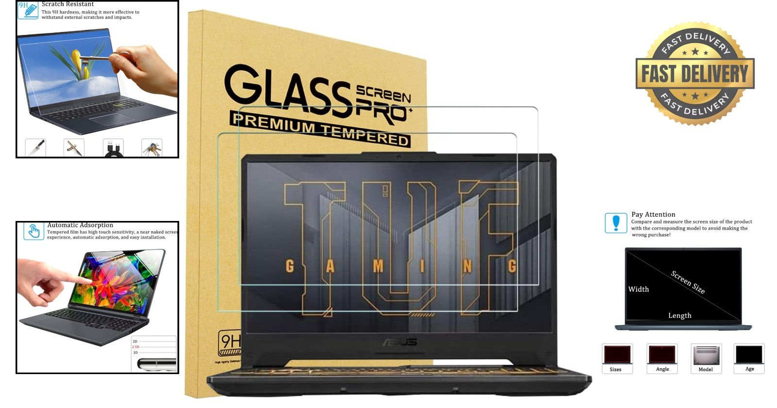 9H Tempered Glass Screen Protector 15.6 Inch for ASUS – Anti-Scratch Duo