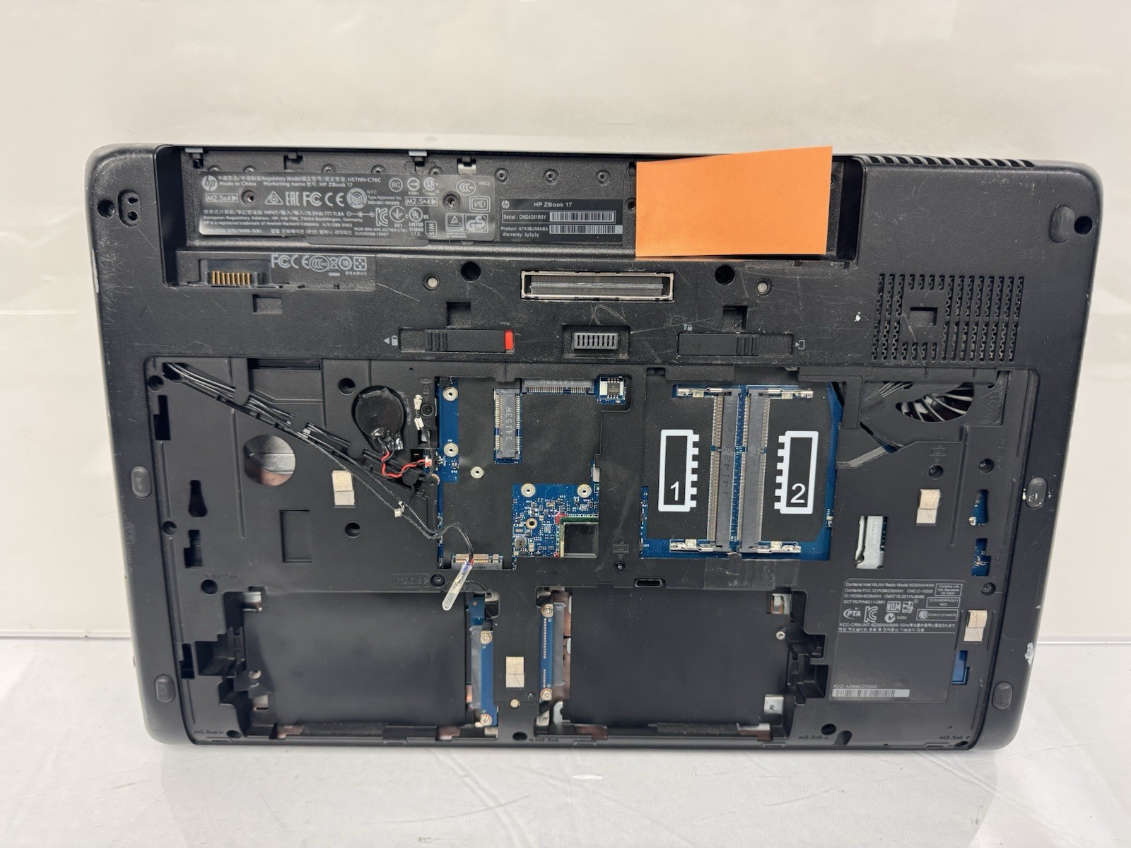HP ZBook 17 Workstation Intel i7-4800MQ @ 2.70 GHz 8GB Ram No HDD #1
