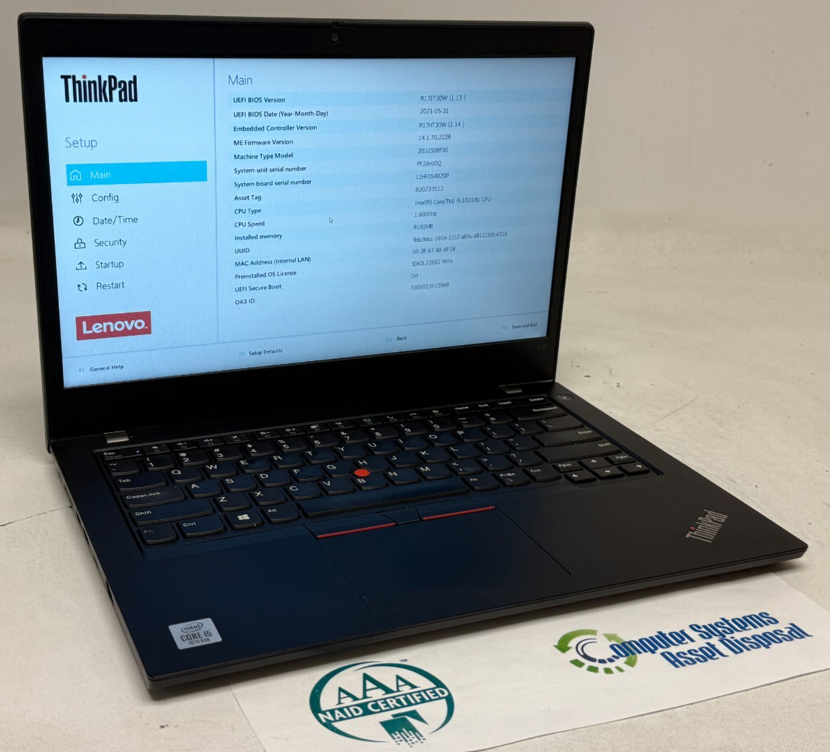 Lenovo ThinkPad L14 Gen 1 14″ (i5-10210u – 8GB RAM – 256GB SSD – Win11Home)