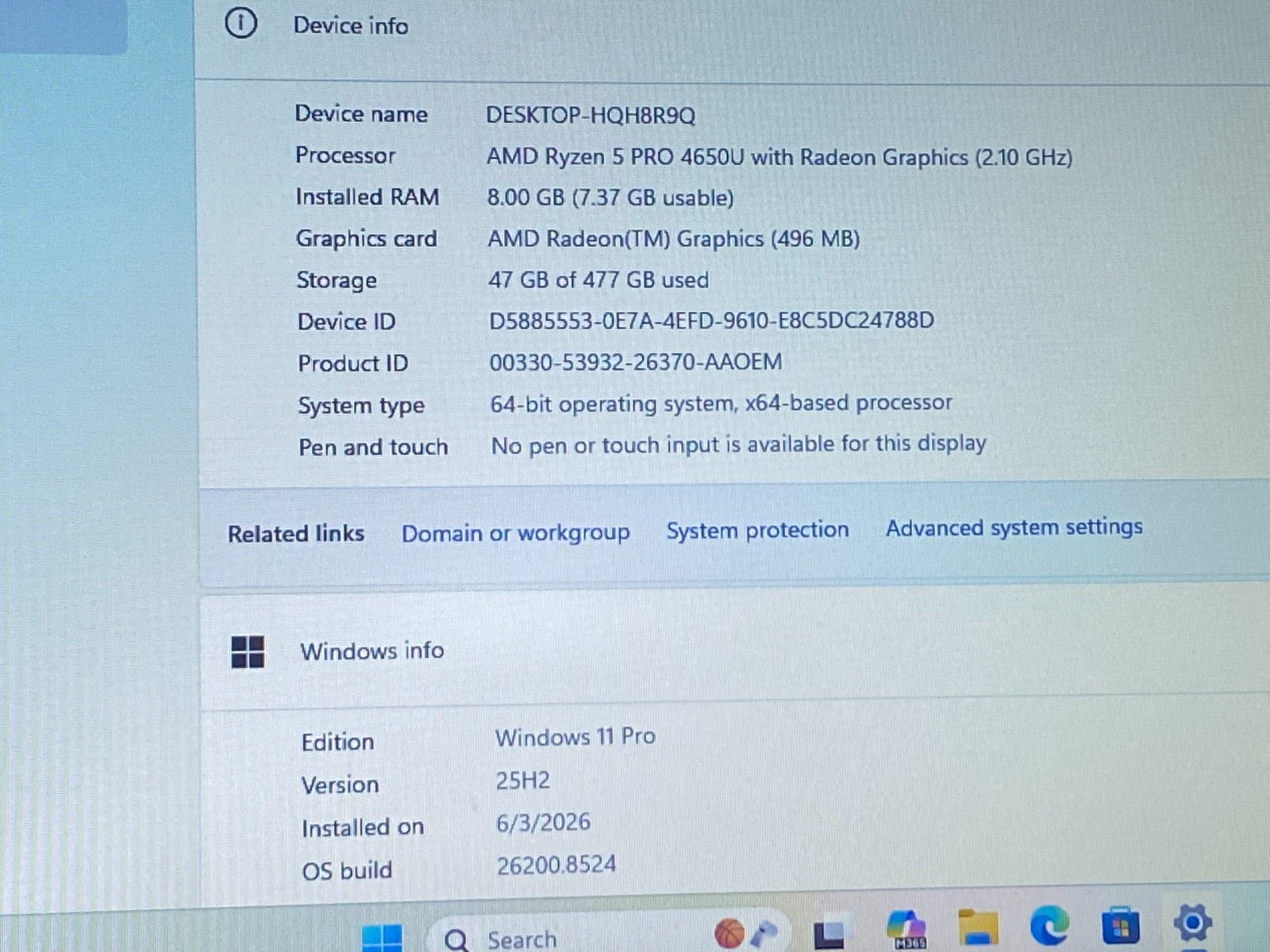 LENOVO THINKPAD L14 RYZEN 5PRO 4650U@2.10GHZ 8GB 512GB NVME W11P
