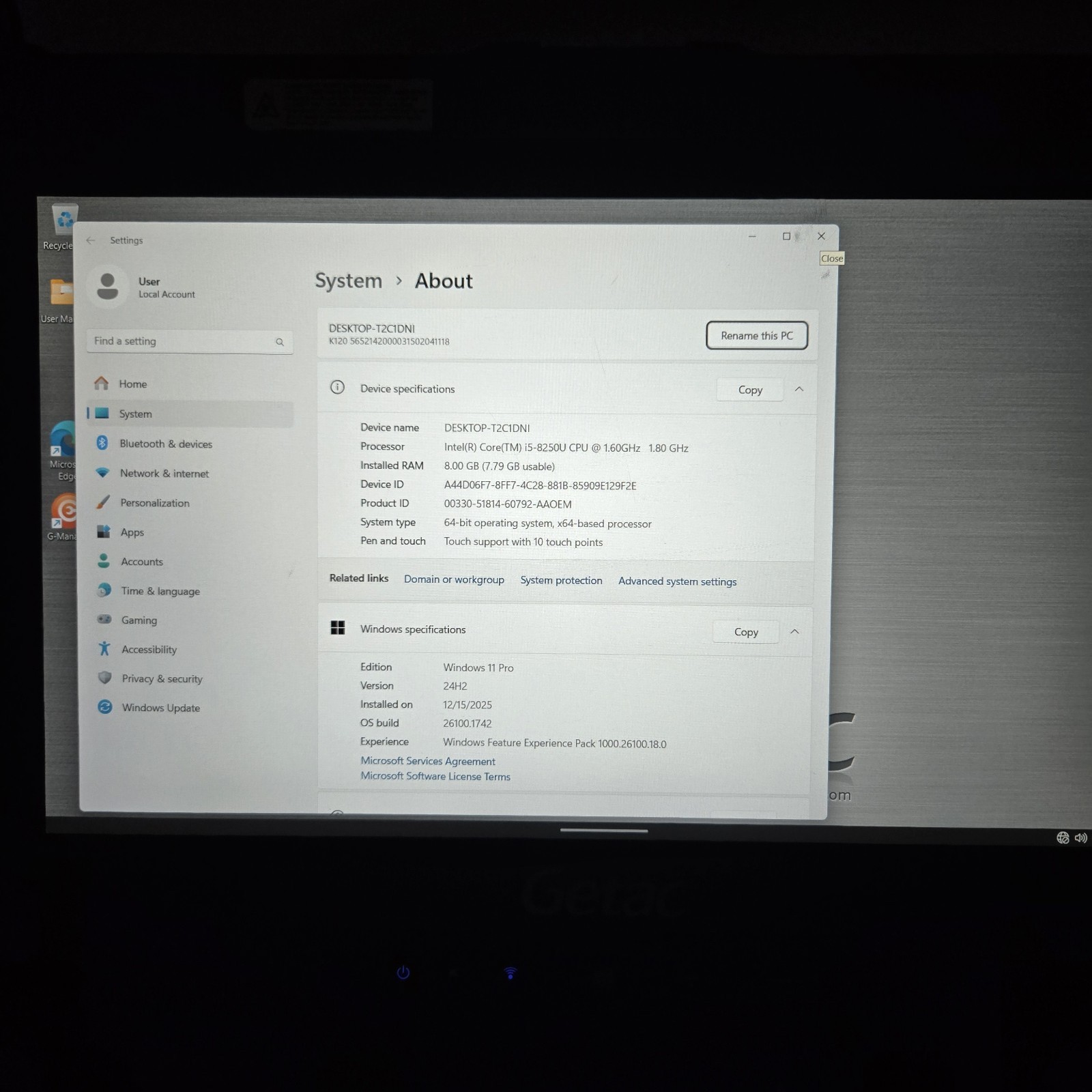 Getac K120 Toughbook i5-8250U 1.60GHz 256GB SSD 16GB Ram – Win11 – 4G – GPS – B