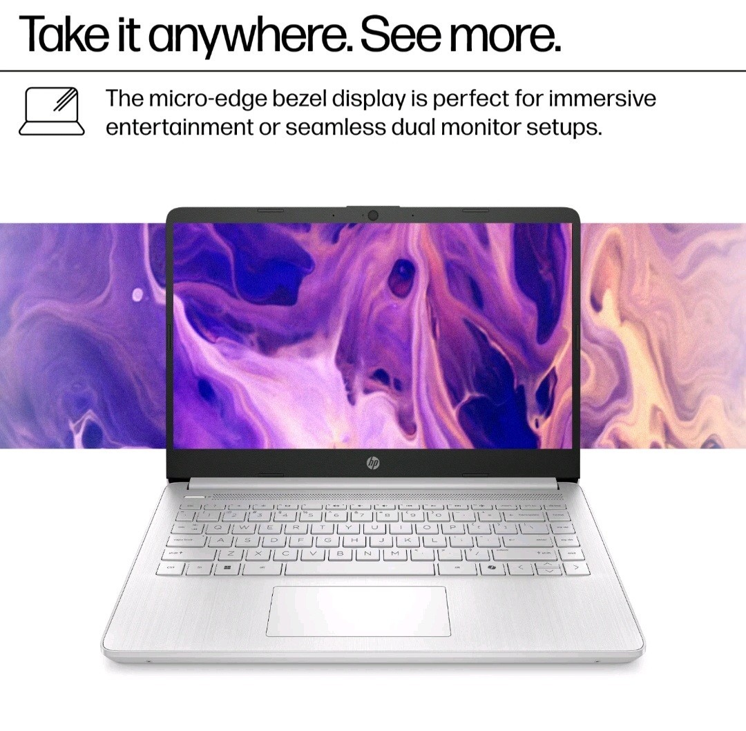 HP 14DQ0052DX 14″ (SSD, Intel Celeron N, 1.10 GHz, 4 GB) Laptop -…