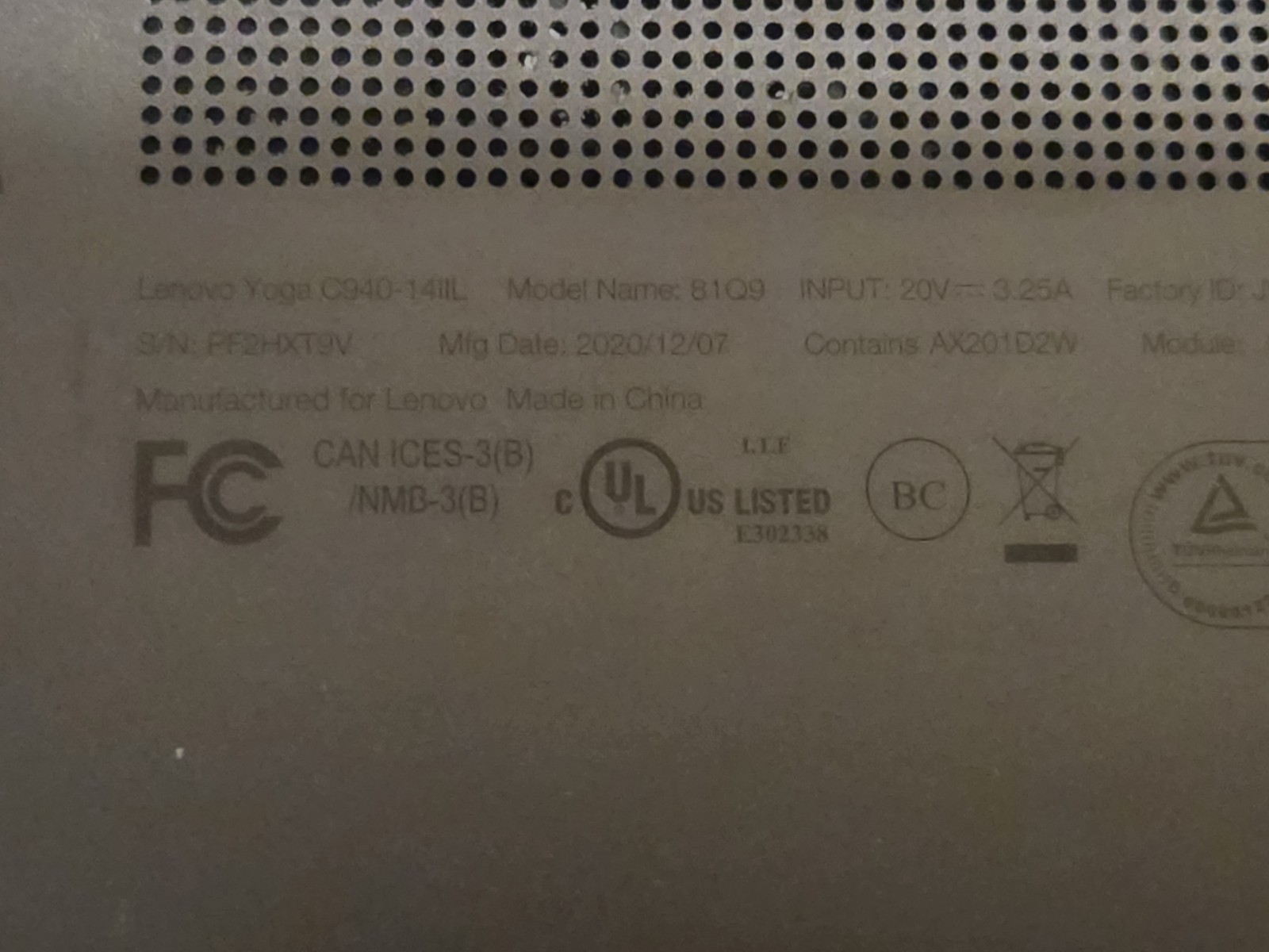 Lenovo Yoga C940-14IIL 81Q9 Parts Only No Hard Drive No Power Brick Read Desc.