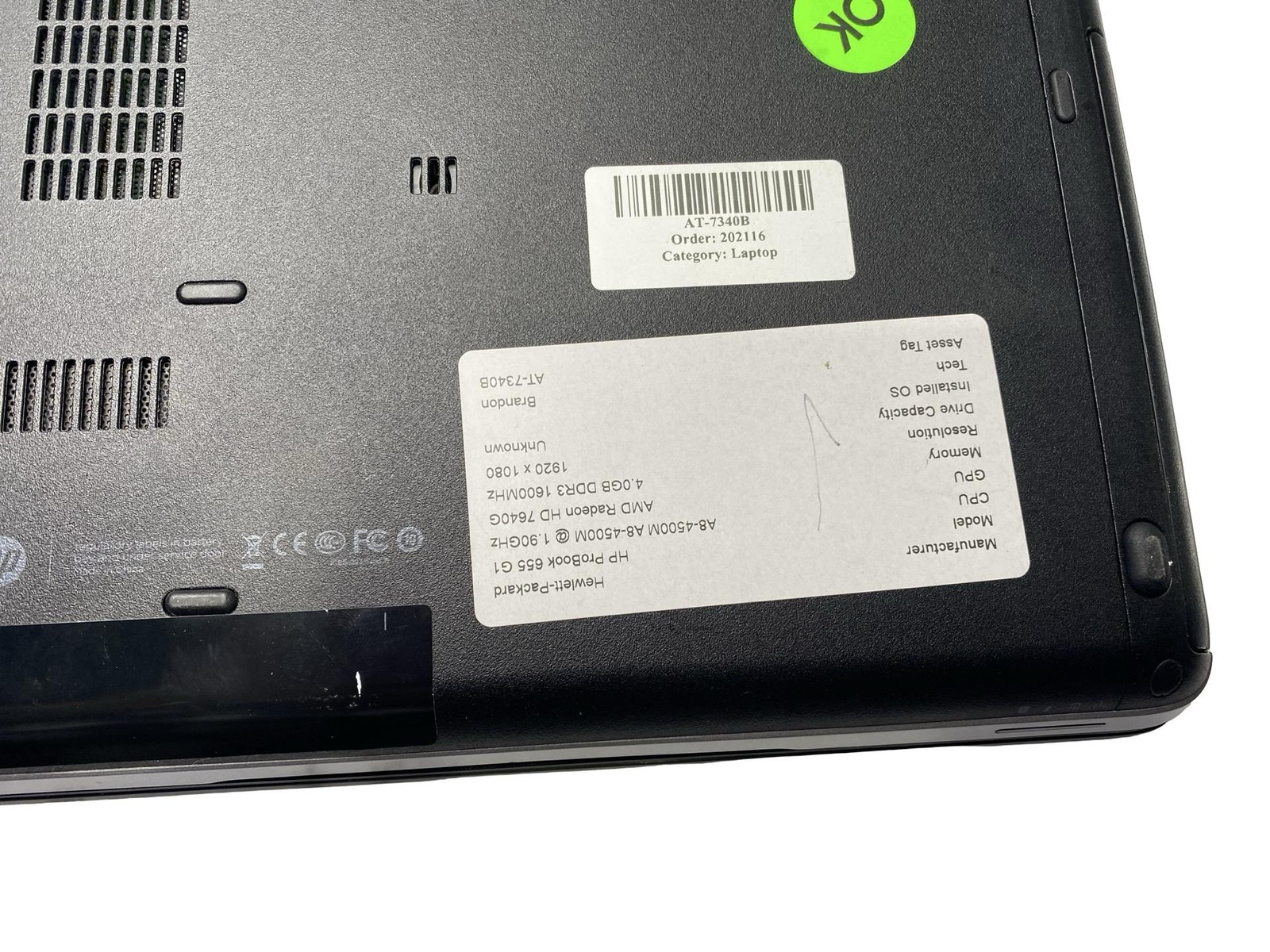 HP ProBook 450 G1 i5 4200M 4GB NO OS/SSD/Battery Grade C
