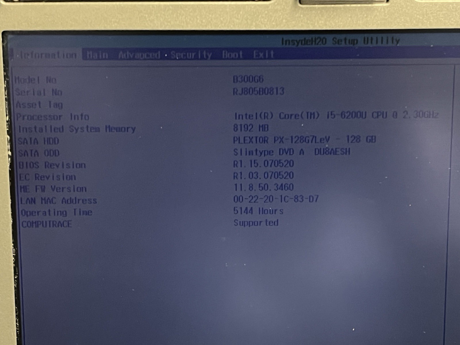 Getac B300 G6 Touchscreen i5-6200U 2.30GHz 8GB Ram 128GB SSD NO OS