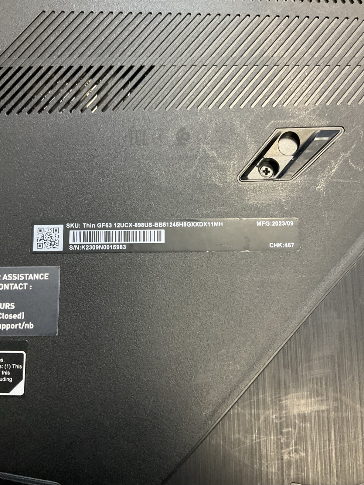 MSI Thin GF63 15.6″ (1TB SSD, i5-12450H, 1.30GHz,16GB RAM Read Description E415