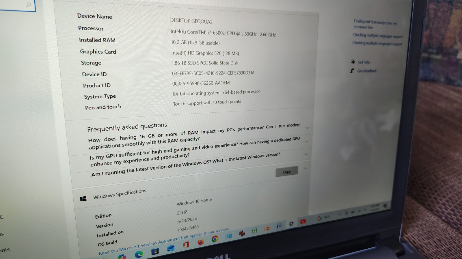 Dell Inspiron 5559 Touchscreen Laptop i7 2.5GHz 16GB RAM 2TB SSD 3D NAND Win 10