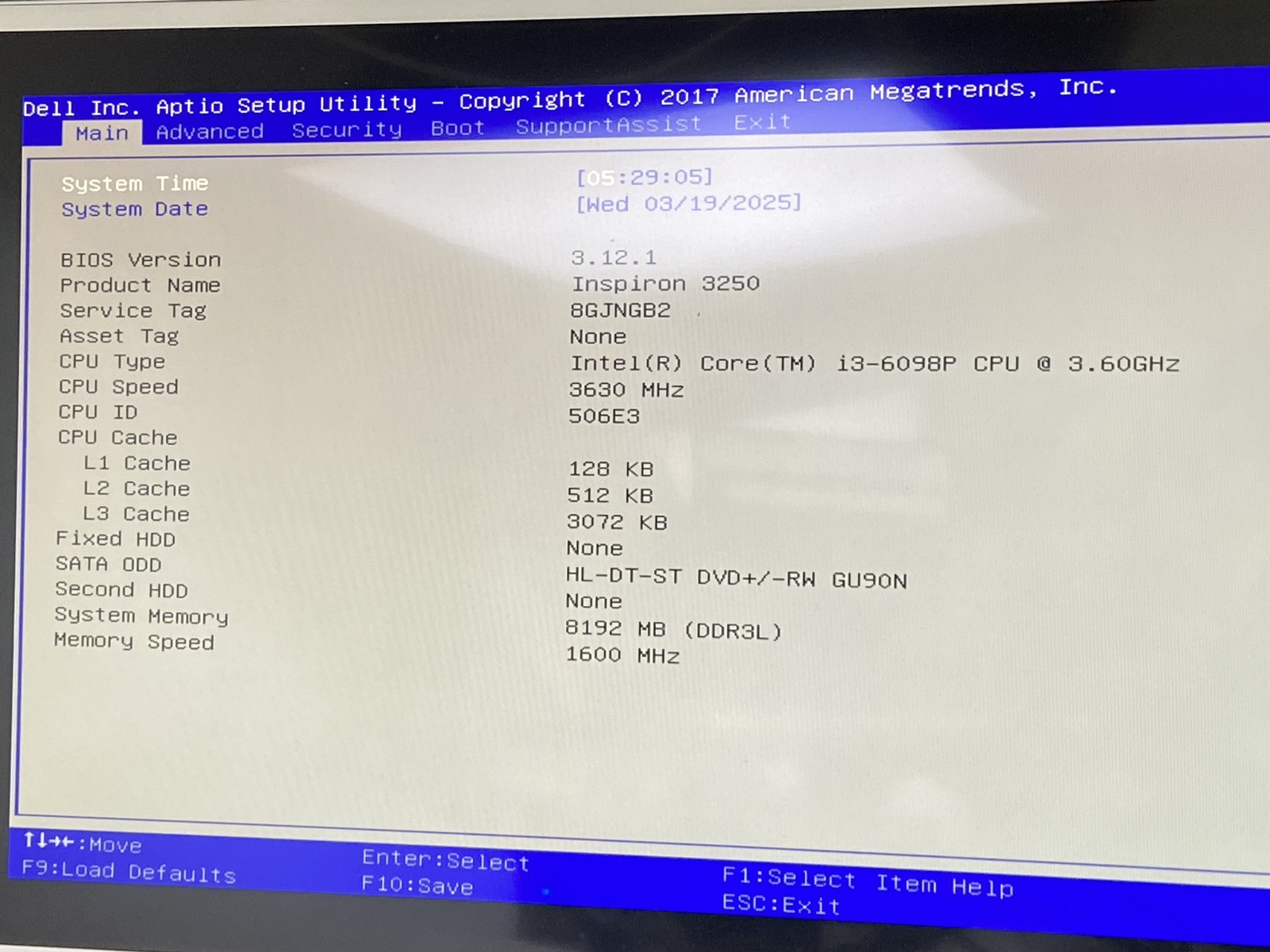Dell Inspiron 3250 Core i3-6098P 3.6GHz 8GB RAM NO HDD NVIDIA NO OS Good