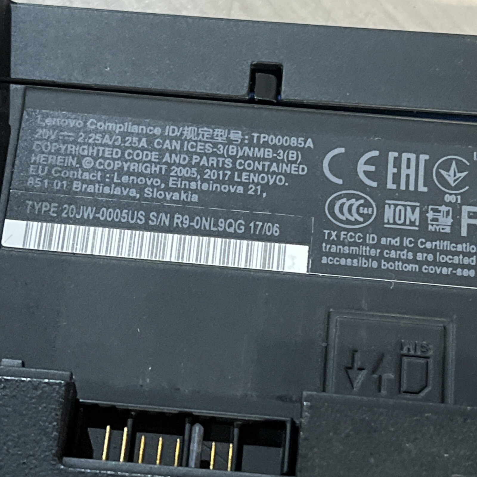 LENOVO THINKPAD T570 INTEL CORE I5-6300U 2.40GHZ 8GB RAM NO HD ,